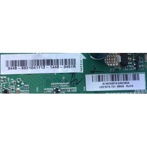 MAIN FUENTE PARA TV PROSCAN / NUMERO DE PARTE A14030874 / TP.MS3393.P81 / 3448-6021041712-1448-3451R / 8140300613 / 6021041712 / DISPLAY LC320TU2A 01 / MODELO PLDED3231A-RK	